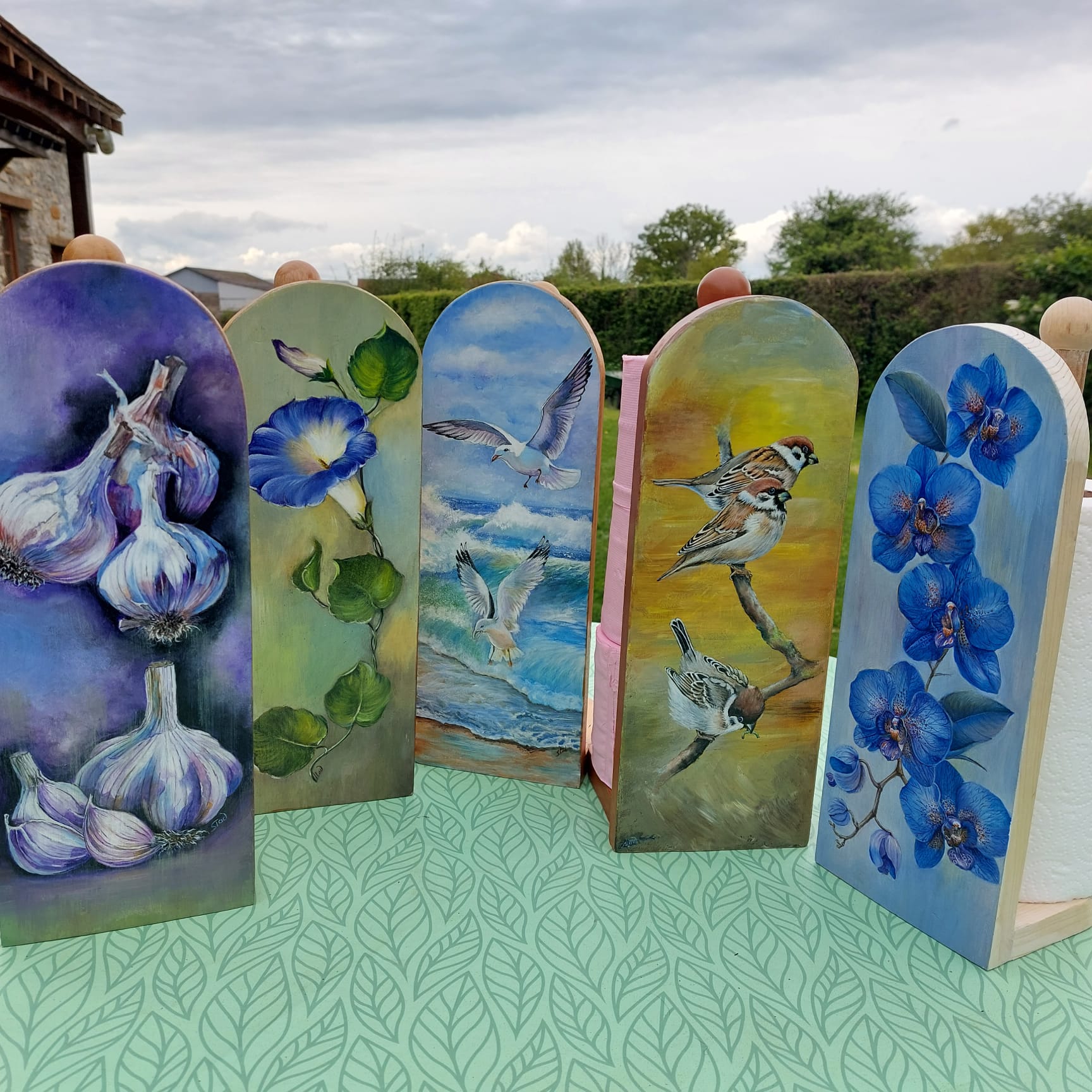 support rouleaux essuis tout fait main - peintures de Nadia (3)