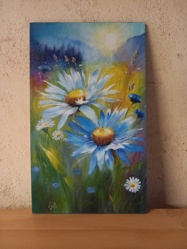 Nouveau tableau de marguerite par Nadia - largeur 20 cm