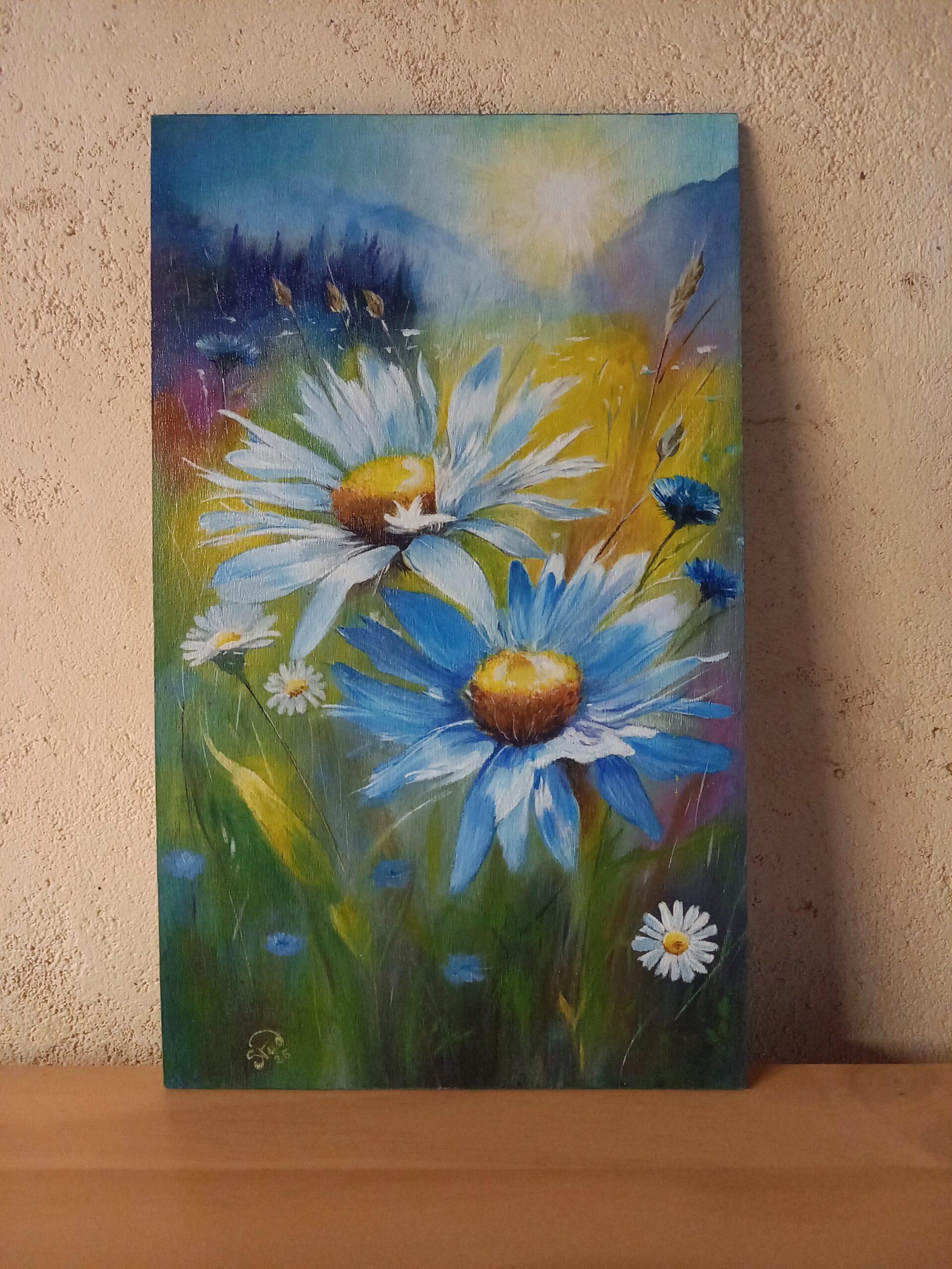 Nouveau tableau de marguerite par Nadia - largeur 20 cm